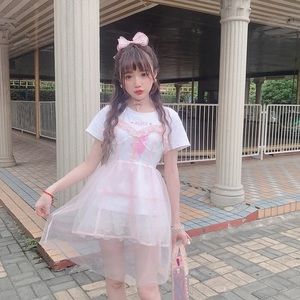 pink mesh organza dress